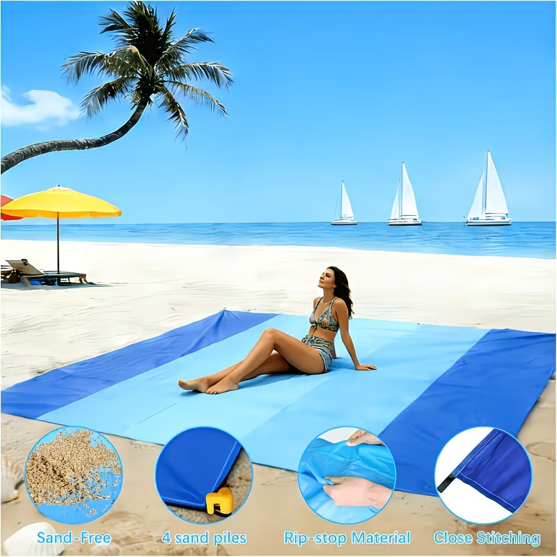 Picnic beach blanket, picnic mat, 80x60 inches, waterproof and foldable