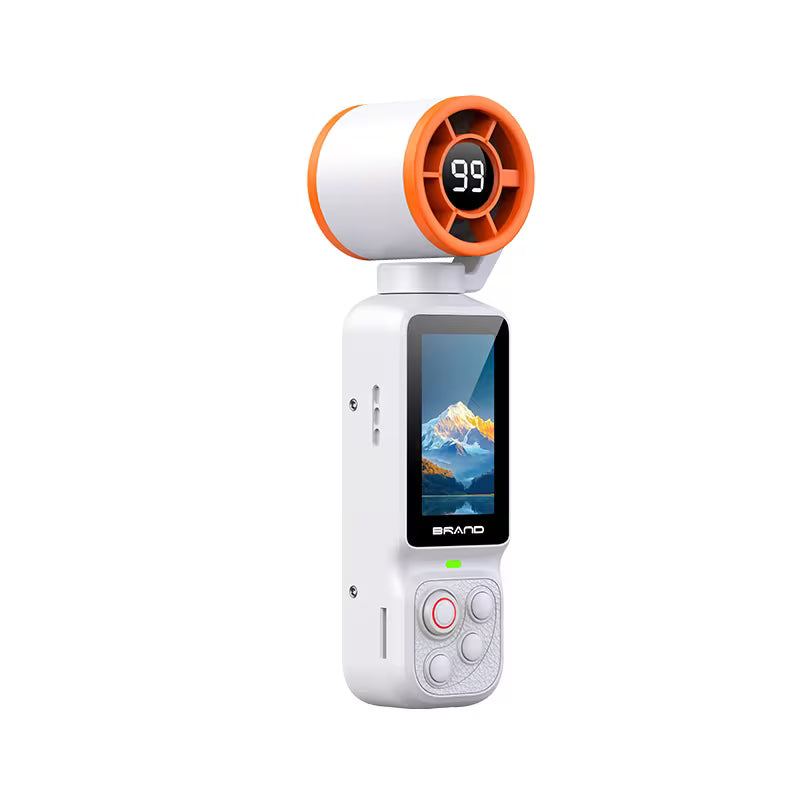 Summer Refreshing Handheld Fan with Built-in Pocket Gimbal Camera, Anti-Shake POV Action Cam for Travel & Outdoor Sports, 180° Rotatable Head, Large Capacity Battery