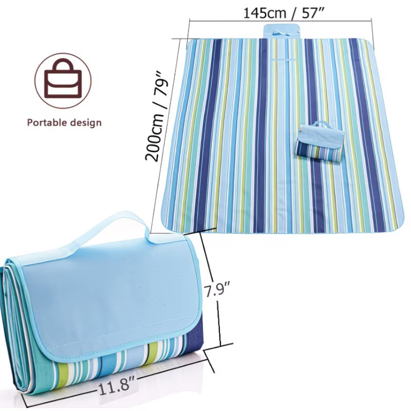 Picnic beach blanket, picnic mat, 80x60 inches, waterproof and foldable