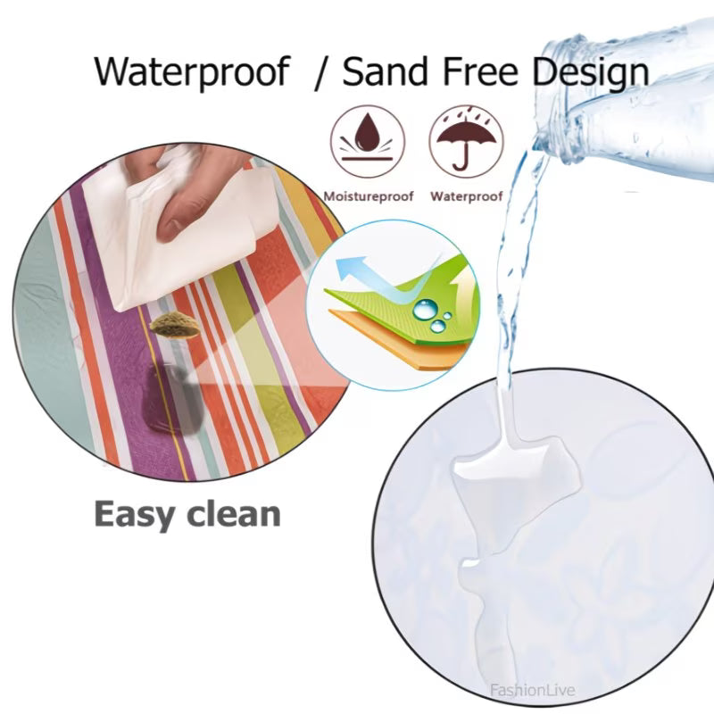 Picnic beach blanket, picnic mat, 80x60 inches, waterproof and foldable