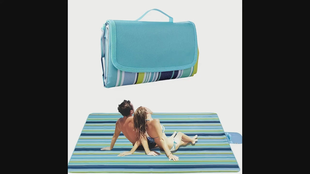 Picnic beach blanket, picnic mat, 80x60 inches, waterproof and foldable