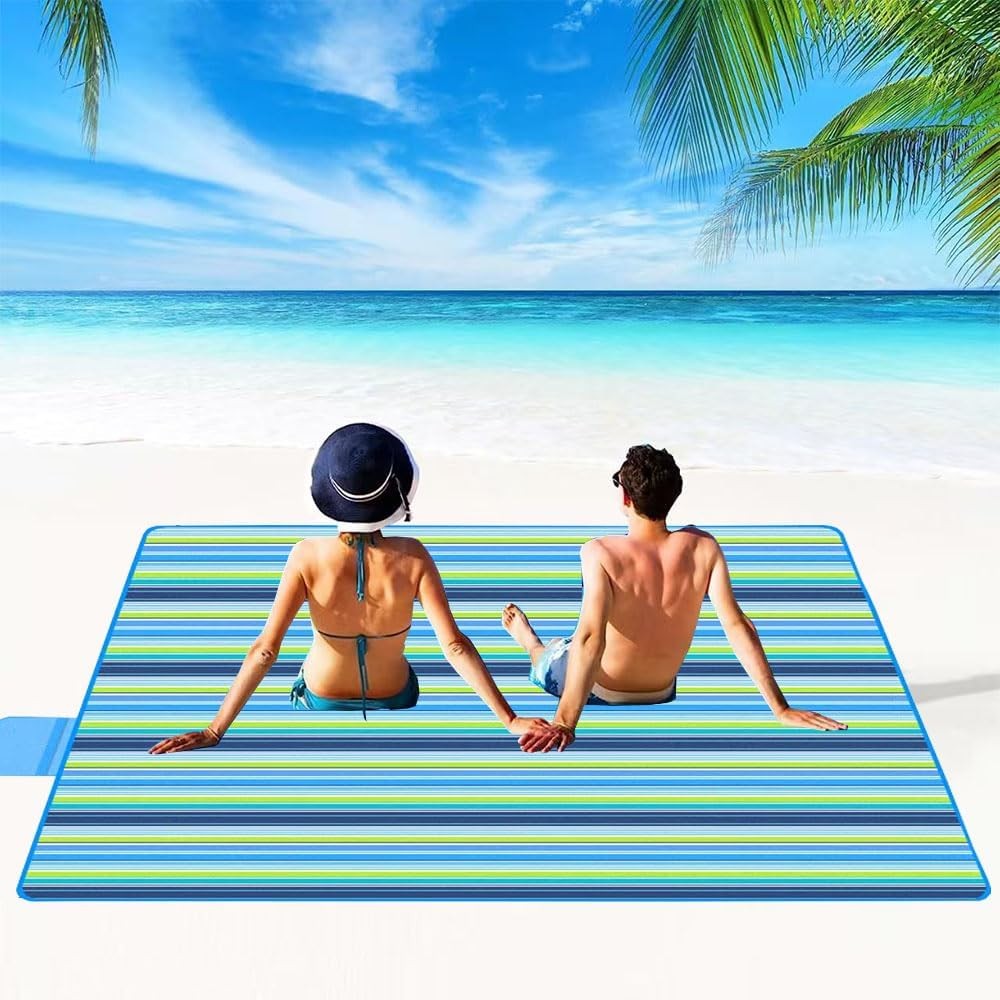 Picnic beach blanket, picnic mat, 80x60 inches, waterproof and foldable